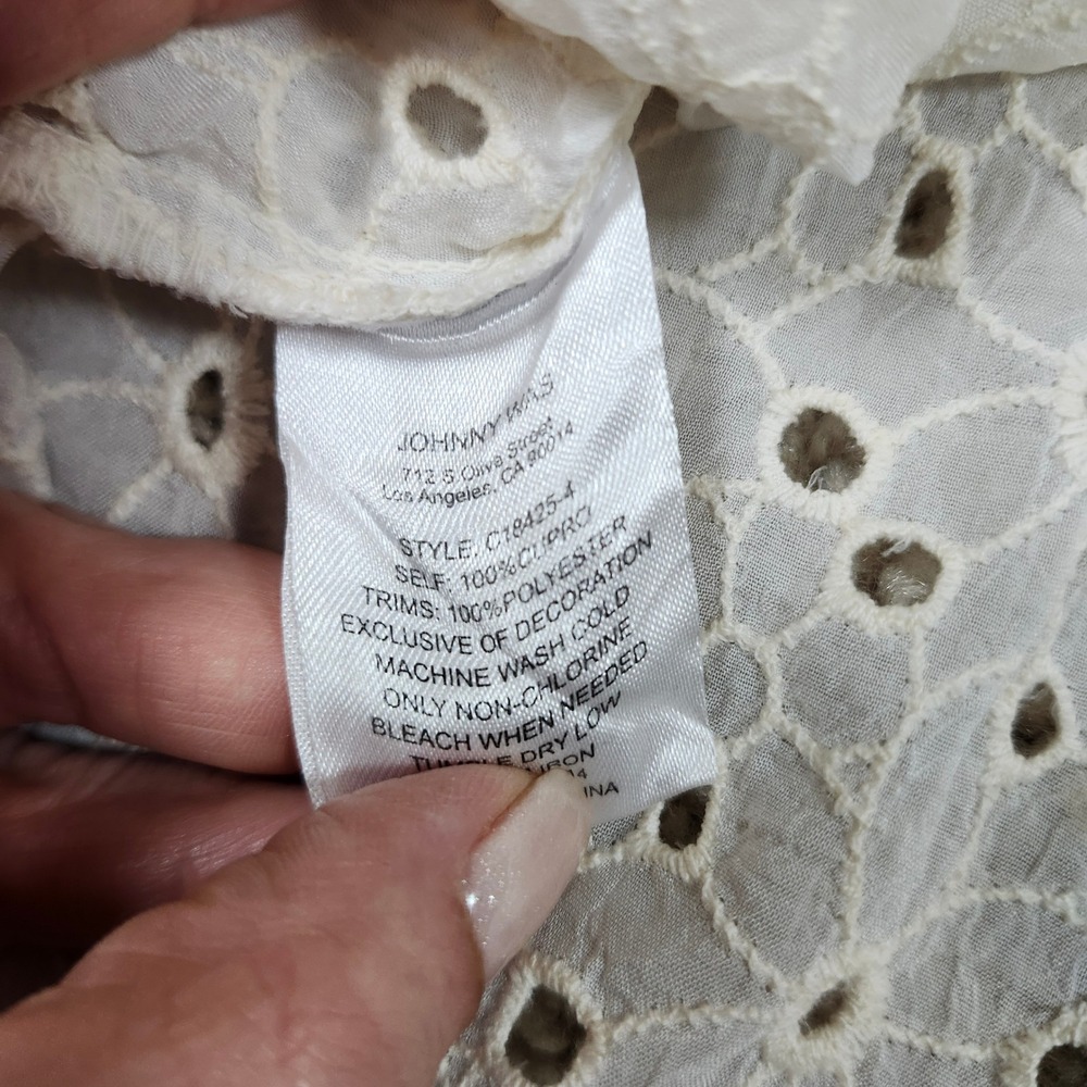 Johnny Was Nydia Applique Eyelet Top Floral Crochet Boho White S - Picture 7 of 10